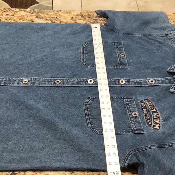Vintage Harley Davidson denim chambray long sleeve shirt. - Picture 8 of 13